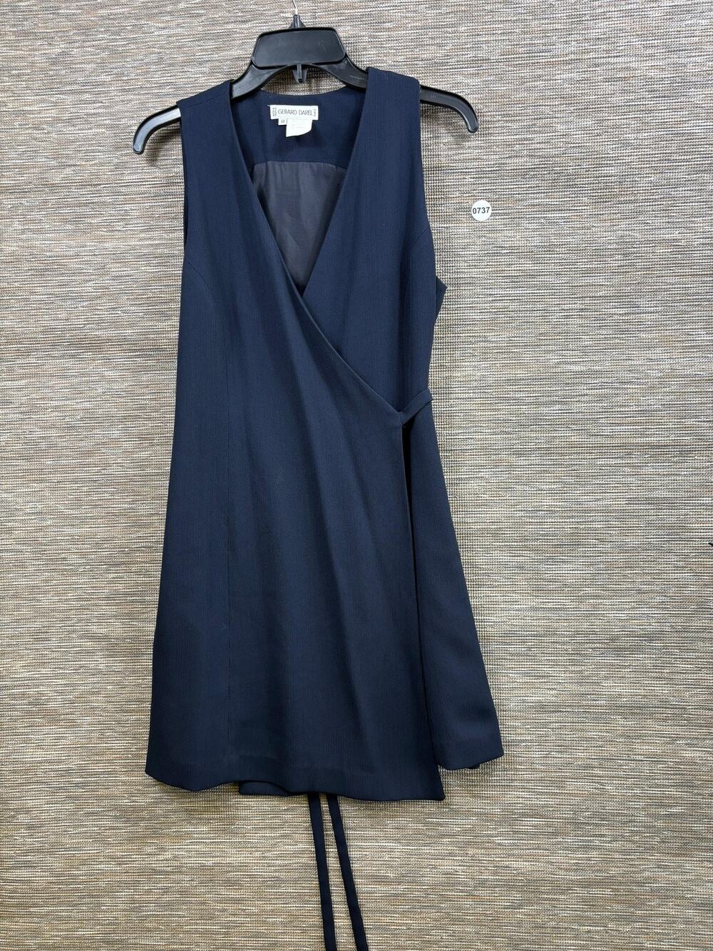 Gerard Darel Vest Womens 40 Blue Crepe Wrap Belted Open Front Lined Made France